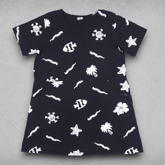 Red Ginger Dresses & Skirts - Red Ginger Dress Women XL Black White Short Sleeve Knee Length Boho Beachy VTG